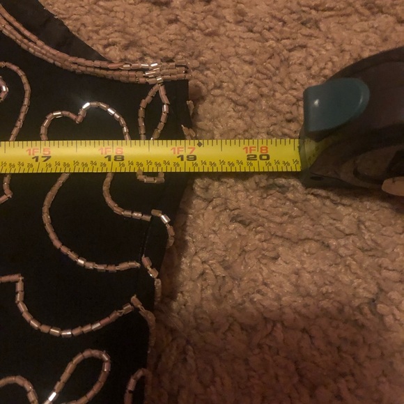 Vintage Embroidered Beaded Floral Black Sleeveless Top *FLAW - Picture 6 of 7